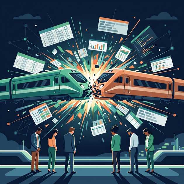 Two trains colliding - the wrong data changes applied