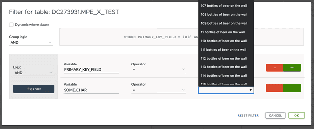 Data Controller for SAS previous selection box